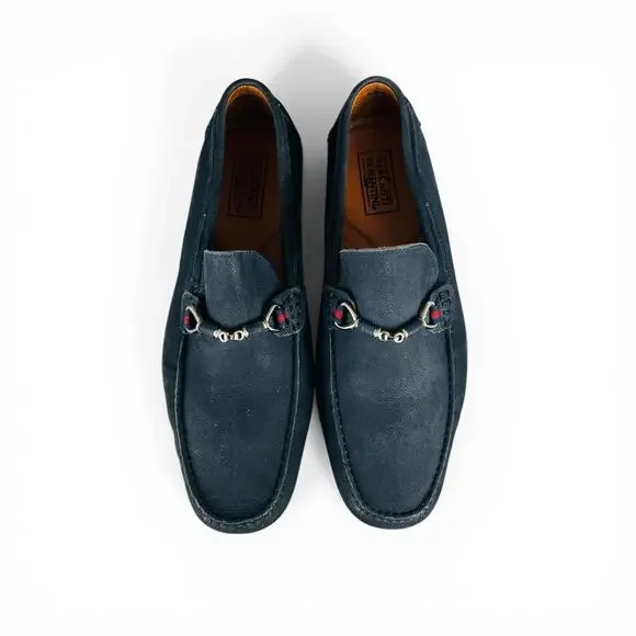 Mercanti Fiorentini Horsebit Driver Moccasins Navy Suede Driving Loafers Size 12 - Picture 3 of 9